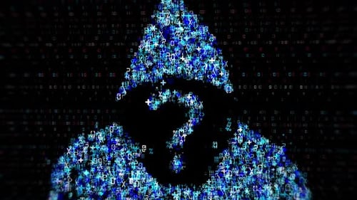 Digital Hacker Silhouette with Question Mark Animation