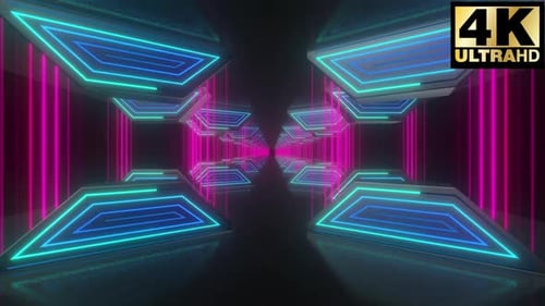 Dynamic Glowing Neon Tunnel Loop Background
