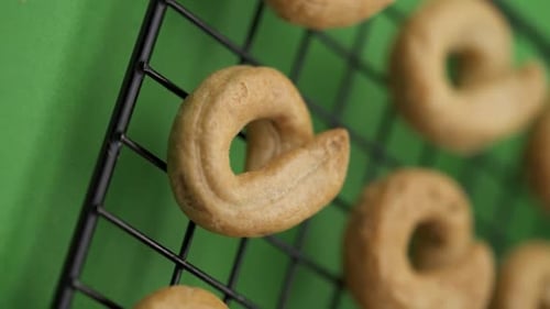 Vertical video, Close-up: Italian pastries on a lattice pattern, Italian bread sticks