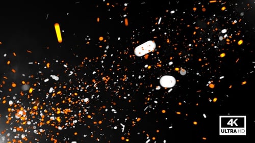 Fire & Smoke Particles Flying Slowly In Smoke Background Looped V6