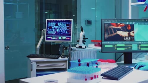 Scientists Working in a Modern Medical Research Laboratory