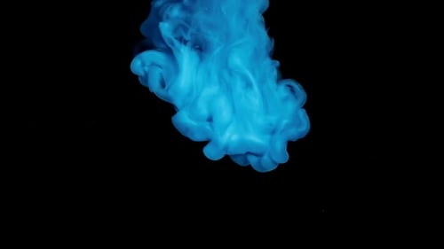Blue Ink Explosion Abstract Plume Swirls on Black