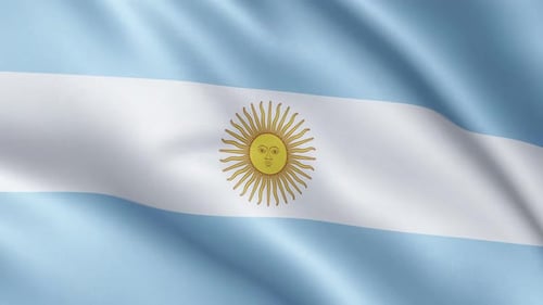 Realistic Waving Argentina National Flag with Sun of May