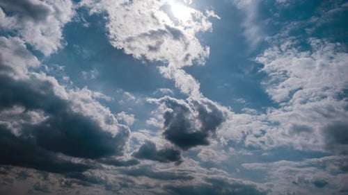 Timelapse of Gray Cumulus Clouds Moves in Blue Dramatic Sky Cirrus Cloud Space