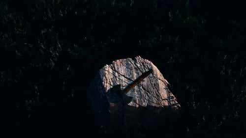 War Ax for Viking on the Rock at Sunset