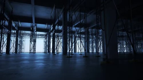 Sitio de construcción de edificios de hormigón armado. El suelo con andamios
.