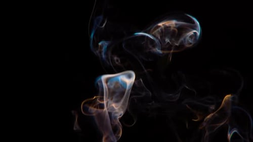 Abstract Smoke Plumes Floating on Black Background