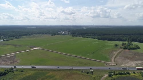 Aerial view of highway with cars. 04