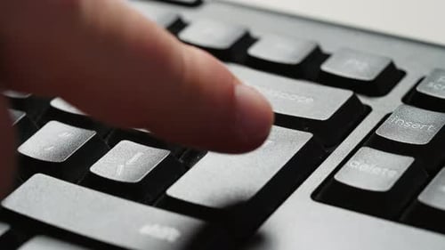 Enter button pressing on keyboard, close up