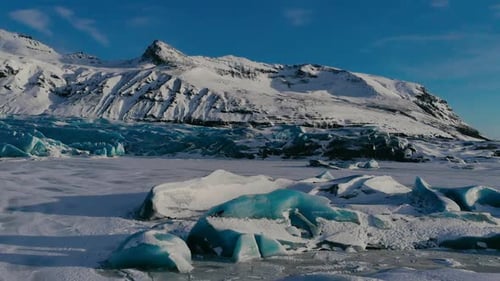 Aerial View of Vatnajokull Glacier and Mountains in Iceland