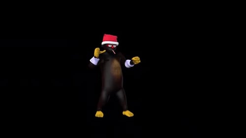3D Animated Dancing Gorilla in Santa Hat for Christmas