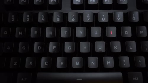 Typing the Word Ideas on Illuminated Keyboard