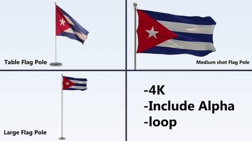 Cuba Flag Pole Pack 4k-Loop