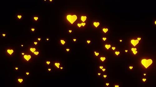 Vj Loop Of The Yellow and Gold Bright Hearts 4K