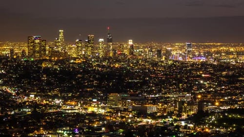 Los Angeles Skyline Time Lapse at Night