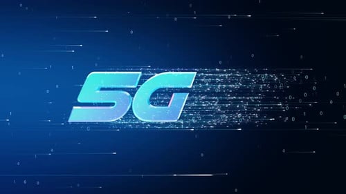 5G Technology Logo with Digital Data Speed Animation