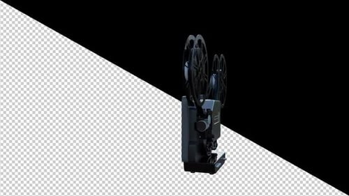 Animated 3D Vintage Movie Projector Rotation