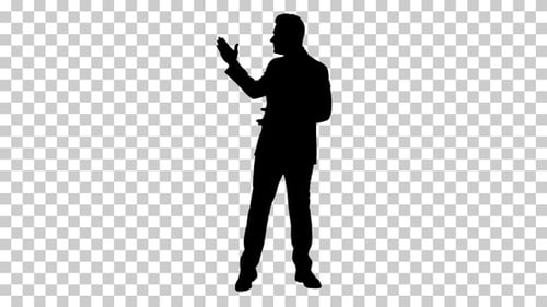 Silhouette businessman pointing , Alpha Channel