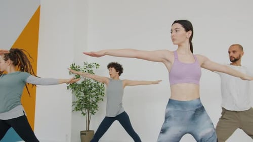 Group of Adults Doing Yoga in Studio
