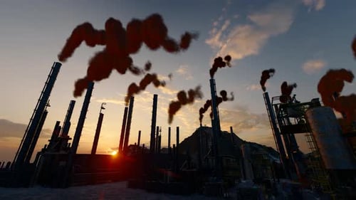 Exhaust Gas Emission And Air Pollution From Chimney In Chemical Plant