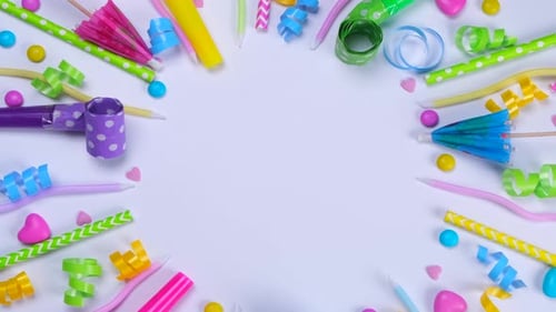 Colorful Party Decorations on White Background