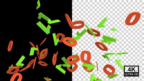 Animated 3D Binary Digits Falling Down Transition