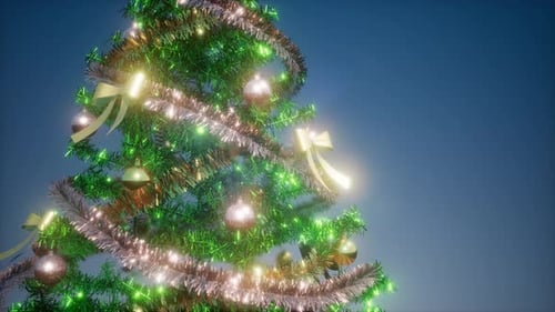 Animated Sparkling Christmas Tree with Blinking Lights and Star