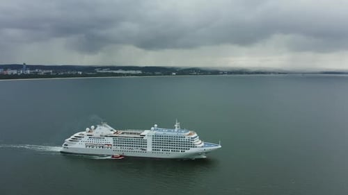 Aerial View of Cruise Liner Summer Sea Travel