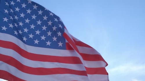 American Flag Waving Proudly in the Wind