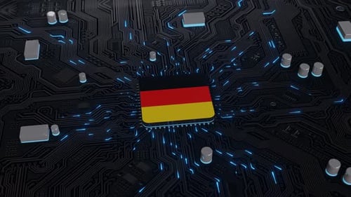 Drapeau de l'Allemagne sur le circuit imprimé du chipset d'exploitation