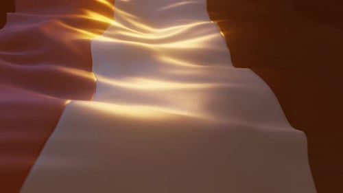 Waving Flag Animation with Golden Light Refractions