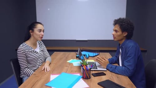 Two Colleagues Working Together in Modern Office