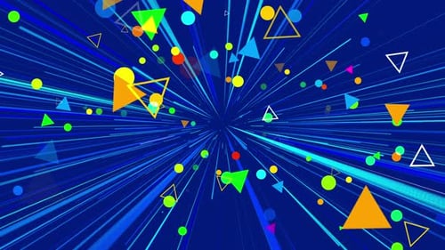 Dynamic Abstract Geometric Shapes Bursting Blue Background