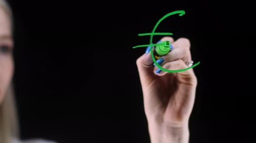 Hand Writing and Wiping Euro Currency Symbol