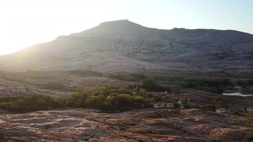 Scenic Aerial View of Mountainous Landscape at Sunset