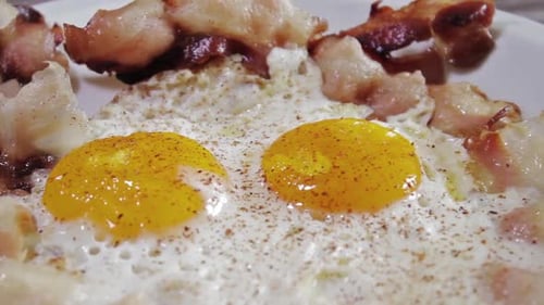 Close Up of Bacon and Eggs Breakfast