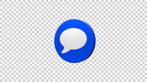 3D Rotating Speech Bubble Message Icon for Communication