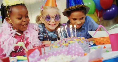 Kids Celebrating at a Birthday Party
