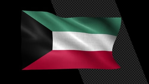 Realistic Kuwait National Flag Waving Seamless Loop
