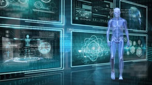 Futuristic Human Body Scan Medical Data Interface