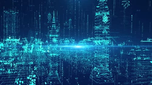 High Rise Buildings In Holographic Technology Smart City