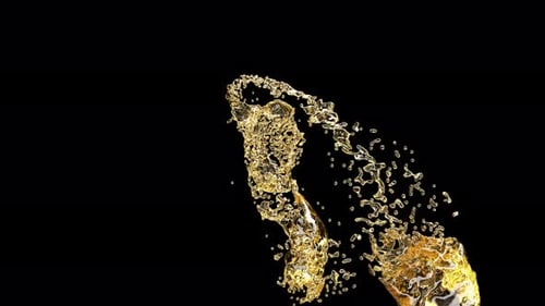 Dynamic Golden Liquid Splashing and Morphing Abstract Animation