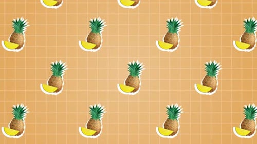 Pineapple Cut Sliced Fruits Food Animation Background