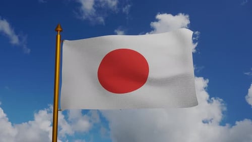 Japan Flag Waving in Realistic 3D Animation