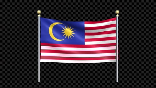 Waving Malaysia Flag Seamless Loop with Alpha