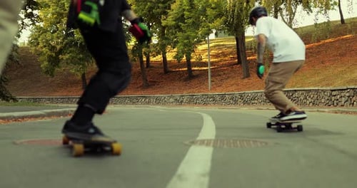 Skateboarding at Sunset. Focus on the Background.
