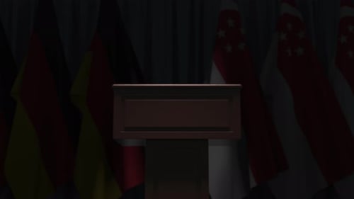 Many Flags of Singapore and Germany