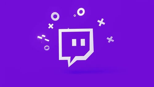 Twitch 3d Icon on a Simple Purple Background Seamless Animation Loop