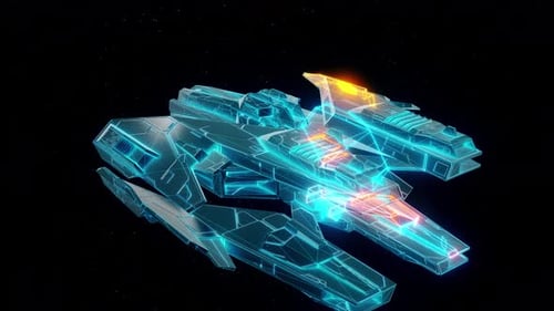 Holographic Futuristic Spaceship Digital Scan Loop Animation