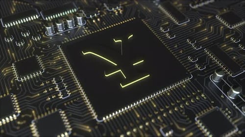 Japanese Yen Sign on a Black Chipset